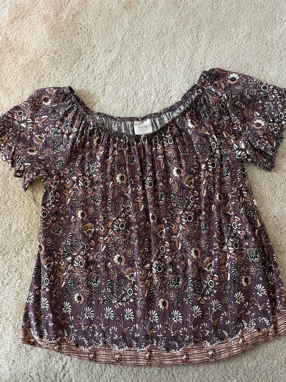 Knox Rose Purple Floral Off-Shoulder Tunic